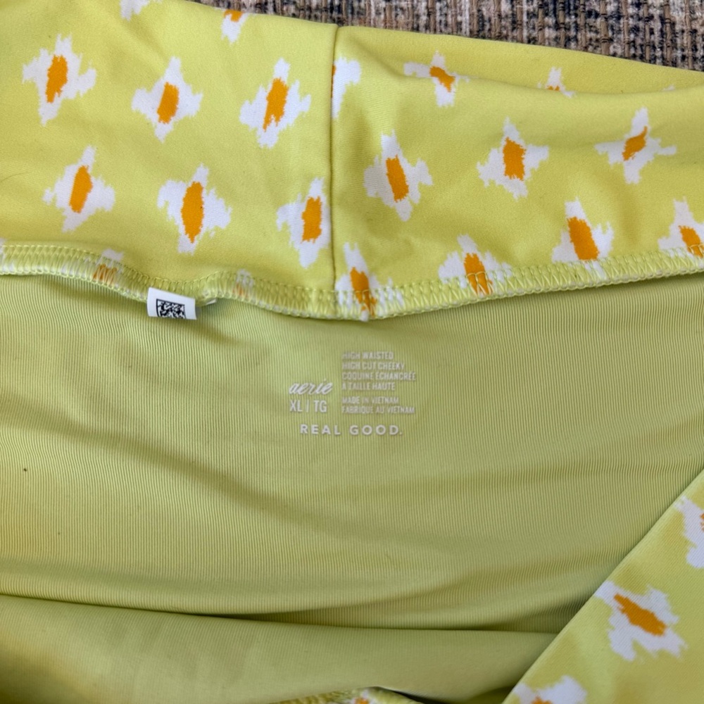 Aerie Bikini Set Yellow Patterned Boho Western Crossover Colorful Summer Swim - Picture 4 of 9